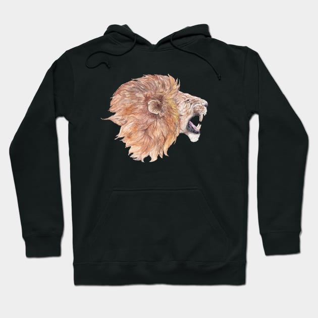 Roaring Watercolor Lion Hoodie by wanderinglaur